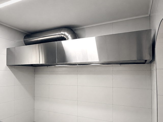 Coifa e duto de exaustão em cozinha recém-entregue